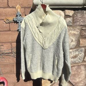 Vintage Juice Men’s Sweater 80s Leather Elbow Patch and Trim Pockets Medium